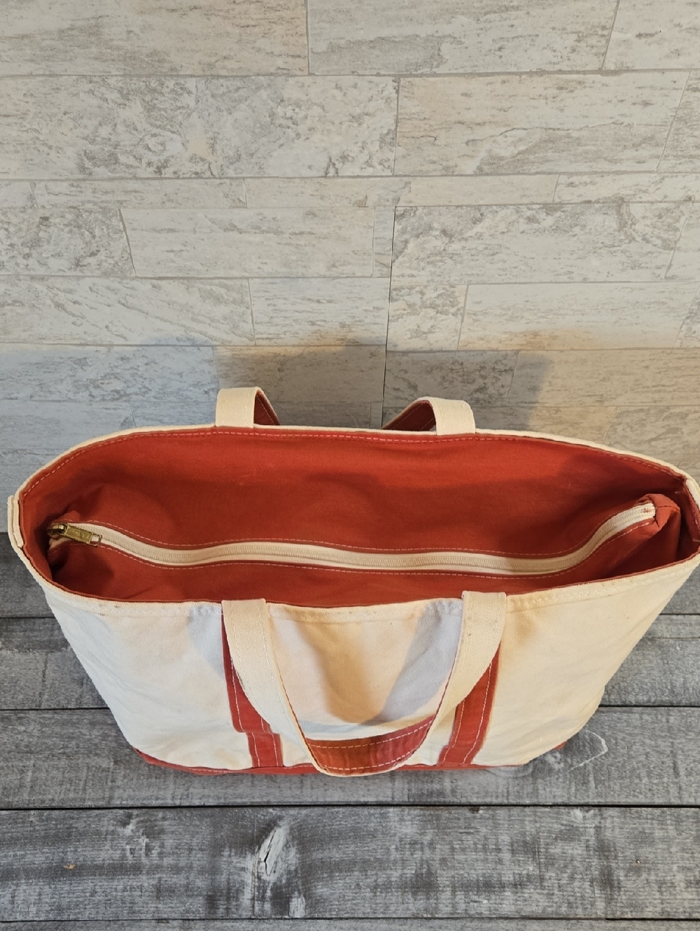 L.L. Bean Vintage Boat And Tote Canvas Bag XL Zipper Closure - Picture 6 of 11